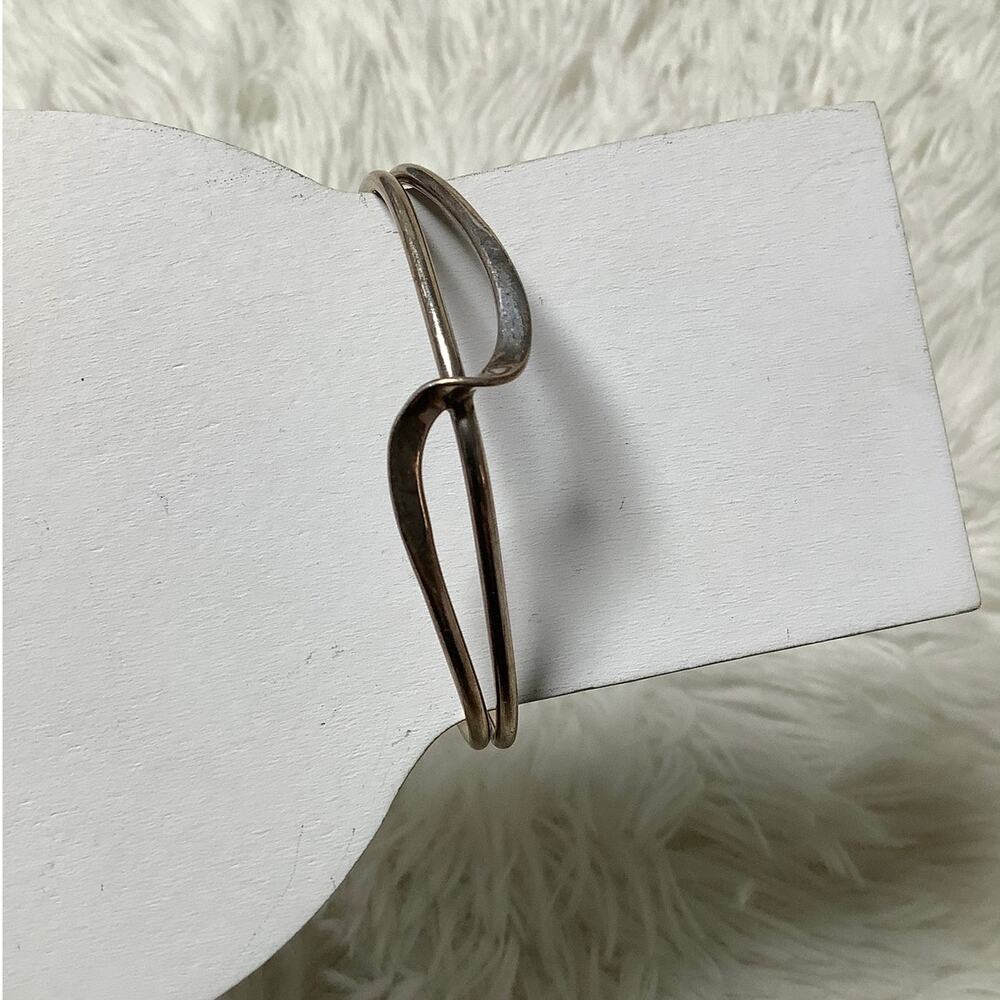 Vintage 925 Sterling Silver Open Wave Cuff Bangle Bracelet Minimalist E20-26